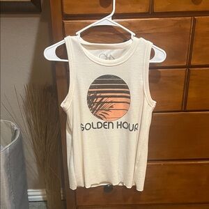 Chaser Cream Tank Top with Sunset Graphic